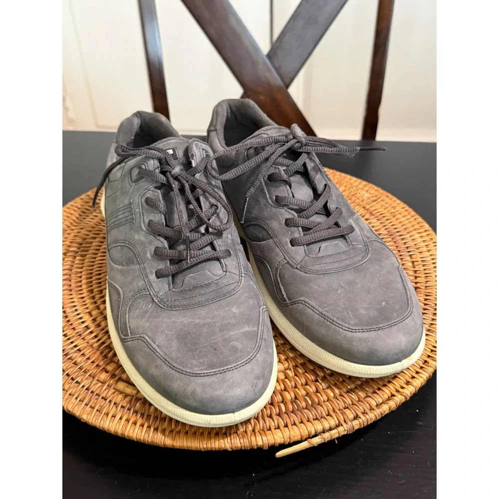 ECCO Mens Soft Nubuck Leather Low Top Sneakers Charcoal Grey EU 45